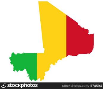 Flag in map of Mali