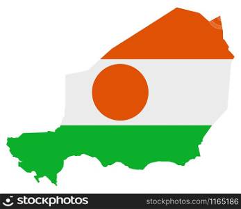 Flag in map of Niger