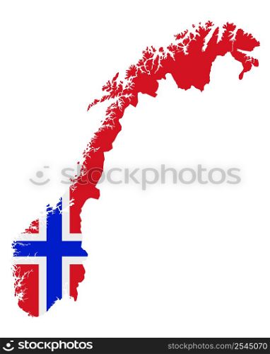 Flag in map of Norway