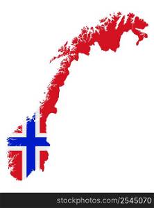 Flag in map of Norway