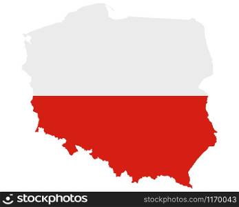 Flag in map of Poland
