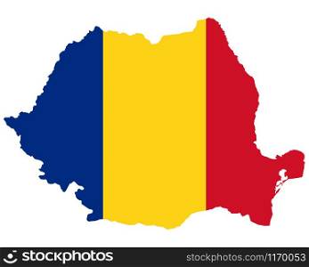 Flag in map of Romania