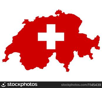 Flag in map of the Switzerland