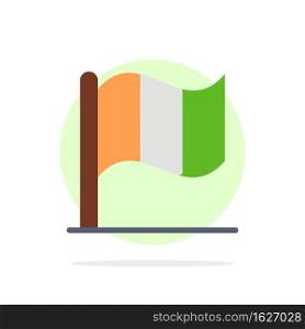 Flag, Ireland, Irish Abstract Circle Background Flat color Icon