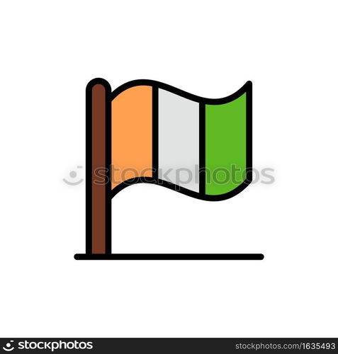 Flag, Ireland, Irish  Flat Color Icon. Vector icon banner Template