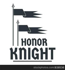 Flag knight logo. Simple illustration of flag knight vector logo for web. Flag knight logo, simple gray style