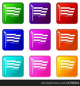 Flag LGBT icons of 9 color set isolated vector illustration. Flag LGBT set 9