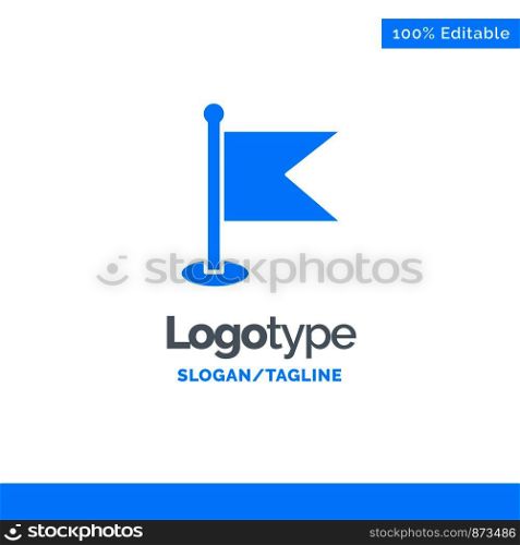 Flag, Location, Map, World Blue Solid Logo Template. Place for Tagline