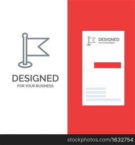 Flag, Location, Map, World Grey Logo Design and Business Card Template