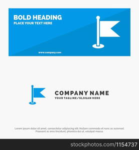 Flag, Location, Map, World SOlid Icon Website Banner and Business Logo Template