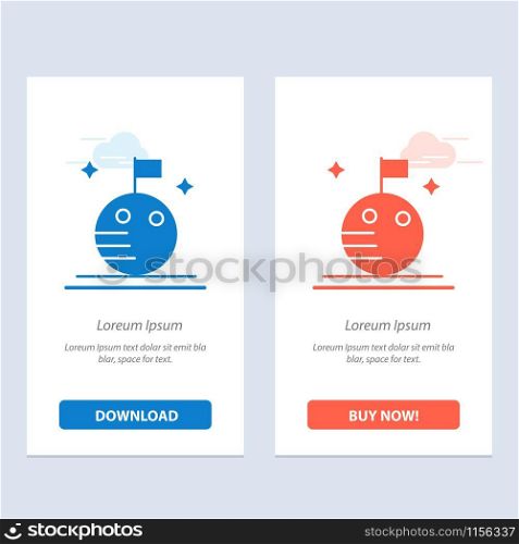 Flag, Moon, Space Blue and Red Download and Buy Now web Widget Card Template