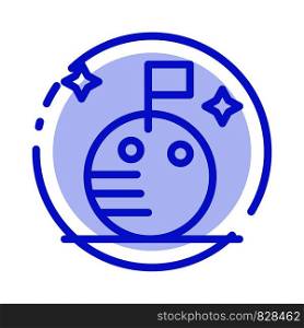 Flag, Moon, Space Blue Dotted Line Line Icon