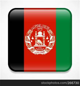 Flag of Afghanistan. Square glossy badge