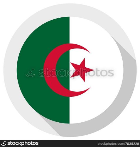 Flag of Algeria, Round shape icon on white background, vector illustration