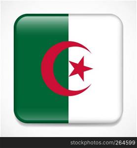 Flag of Algeria. Square glossy badge