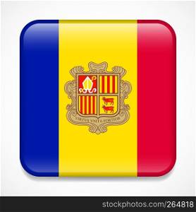 Flag of Andorra. Square glossy badge
