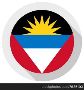 Flag of Antigua and barbuda, Round shape icon on white background, vector illustration