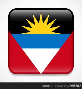 Flag of Antigua and Barbuda. Square glossy badge