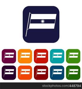 Flag of Argentina icons set vector illustration in flat style In colors red, blue, green and other. Flag of Argentina icons set flat
