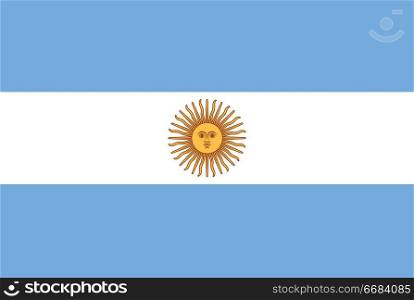 Flag of Argentina. Rectangular shape icon on white background, vector illustration.. Flag rectangular shape, rectangular shape icon on white background