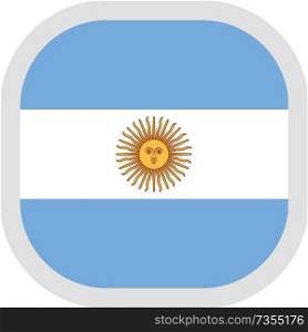 Flag of Argentina. Rounded square icon on white background, vector illustration.. Icon square shape with Flag on white background
