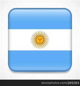 Flag of Argentina. Square glossy badge