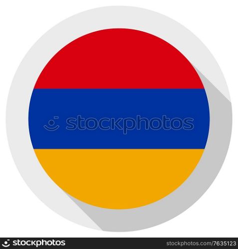 Flag of armenia, Round shape icon on white background, vector illustration