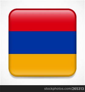 Flag of Armenia. Square glossy badge