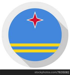 Flag of aruba, Round shape icon on white background, vector illustration