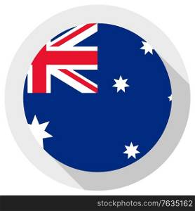 Flag of Australia, round shape icon on white background, vector illustration
