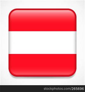 Flag of Austria. Square glossy badge