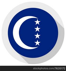Flag of Autonomous Island of Grande Comore, Round shape icon on white background, vector illustration
