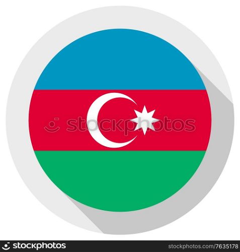 Flag of Azerbaijan, round shape icon on white background, vector illustration