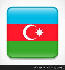 Flag of Azerbaijan. Square glossy badge