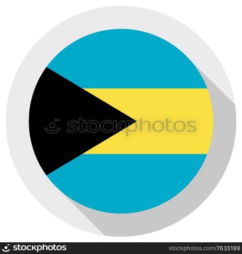 Flag of Bahamas, Round shape icon on white background, vector illustration