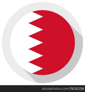 Flag of Bahrain, Round shape icon on white background, vector illustration