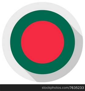 Flag of Bangladesh, Round shape icon on white background, vector illustration