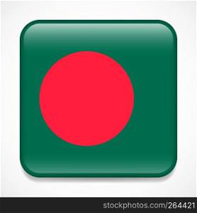 Flag of Bangladesh. Square glossy badge