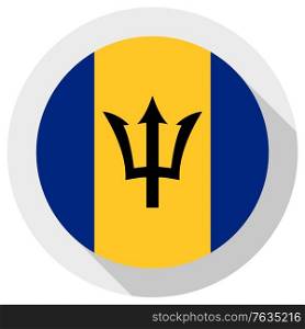 Flag of Barbados, Round shape icon on white background, vector illustration