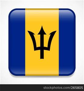 Flag of Barbados. Square glossy badge