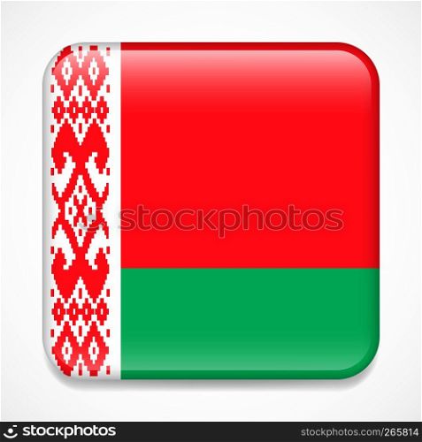 Flag of Belarus. Square glossy badge