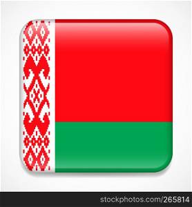 Flag of Belarus. Square glossy badge