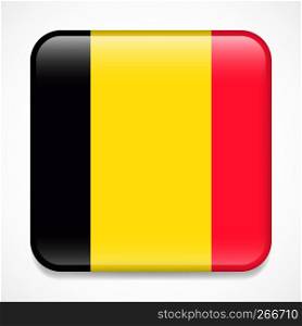 Flag of Belgium. Square glossy badge