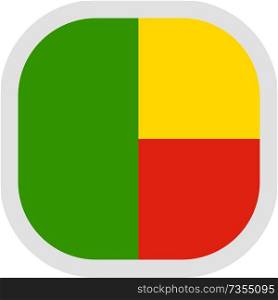 Flag of Benin. Rounded square icon on white background, vector illustration.. Icon square shape with Flag on white background