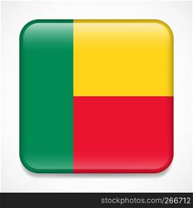Flag of Benin. Square glossy badge