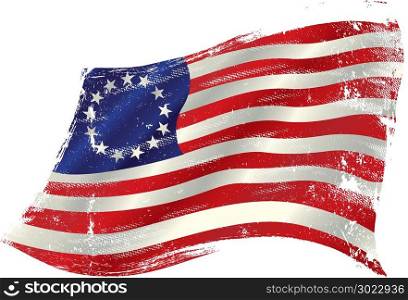 flag of Betsy Ross in the wind with a texture.