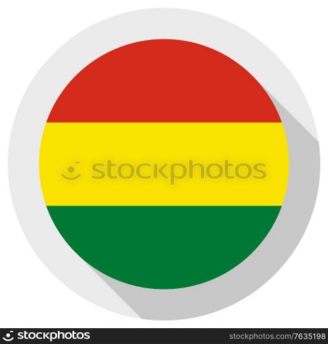 Flag of Bolivia, Round shape icon on white background, vector illustration
