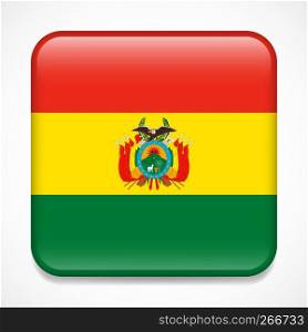 Flag of Bolivia. Square glossy badge