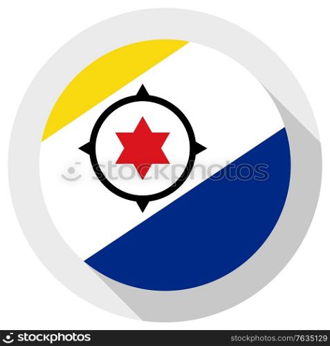 Flag of Bonaire, Round shape icon on white background, vector illustration