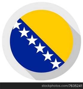 Flag of Bosnia and Herzegovina, Round shape icon on white background, vector illustration